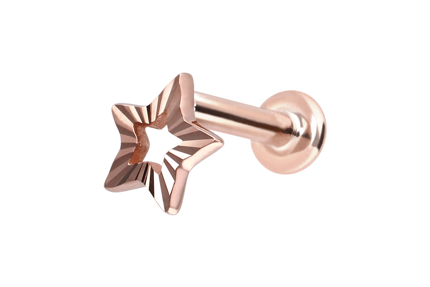 14 Karat Gold Labret Piercing mit Innengewinde STERN